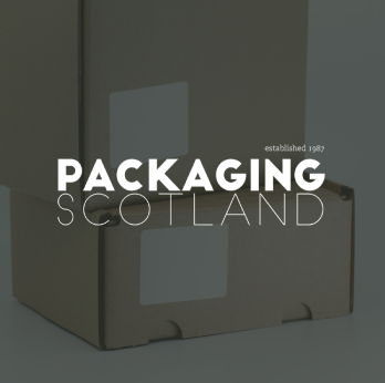 packaging scotland logo overlayed on a photograph of cardboard boxes