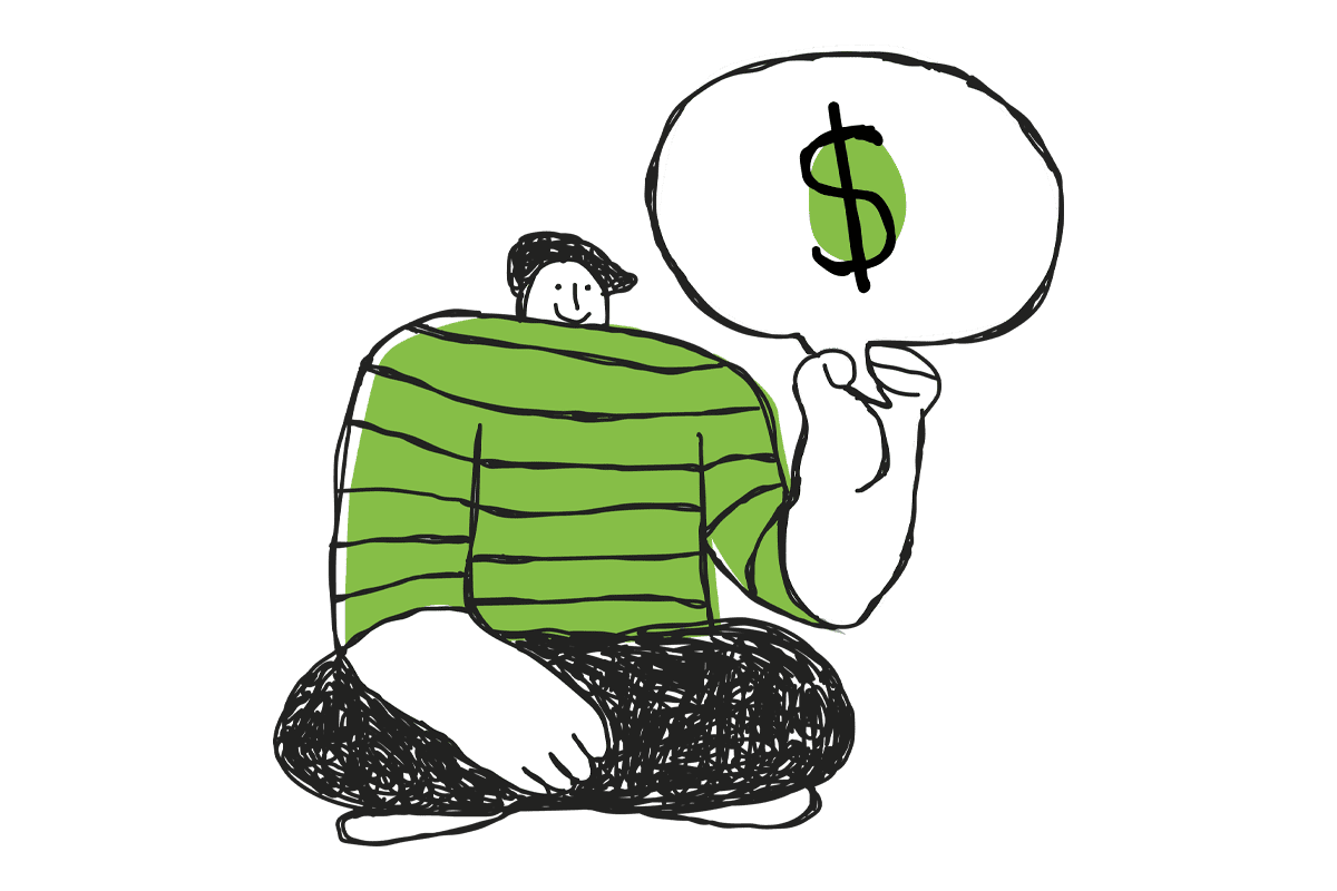 illustration of a person thinking about money