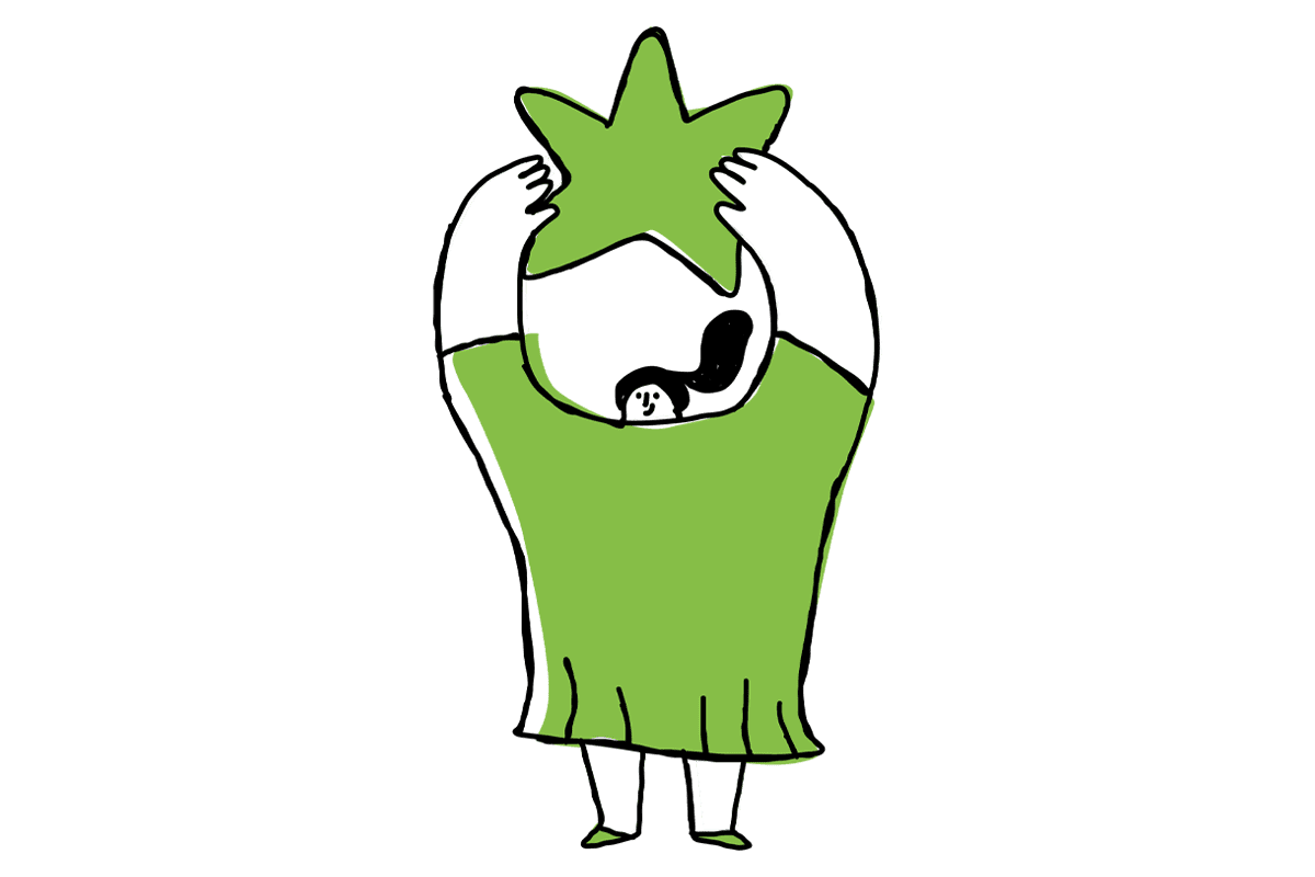 illustration of a person holding a star