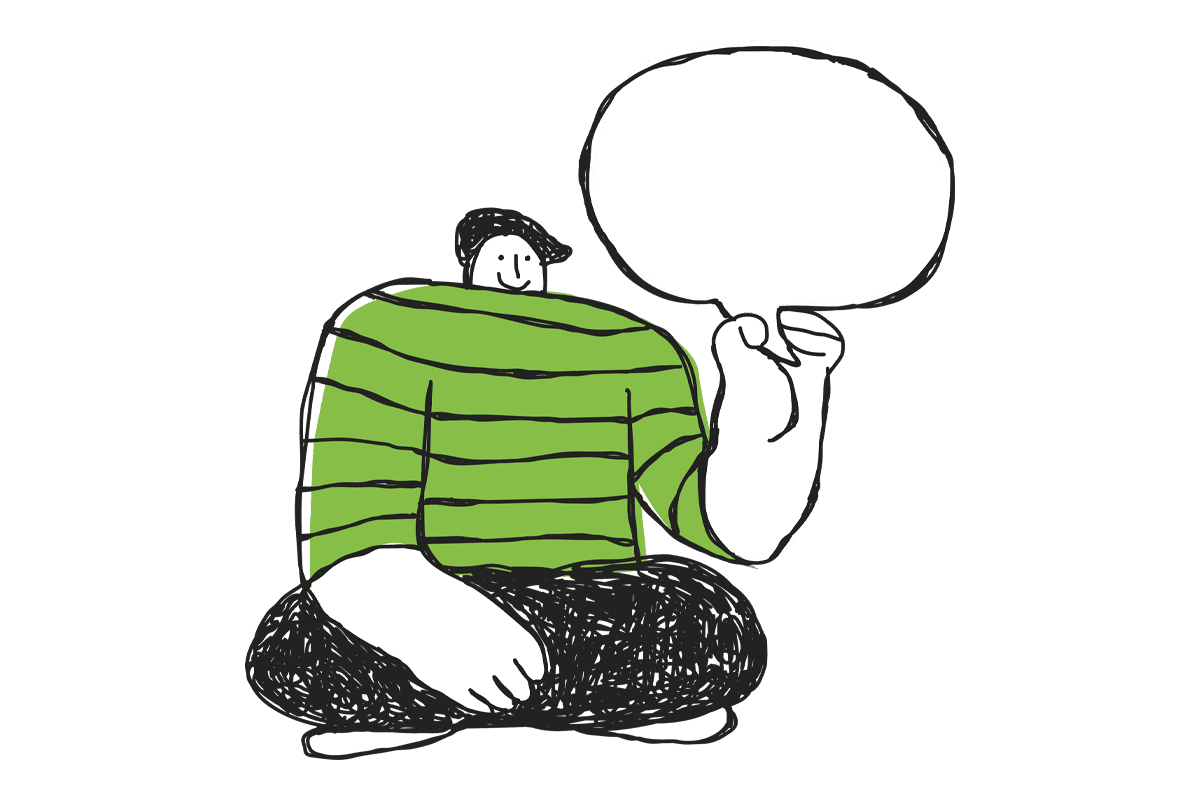 illustration of a person holding a speech bubble